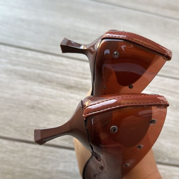 Katy Perry Damen Golden Studded Transparent Pointed Toe Pumps Size 8.5 - Picture 11 of 11